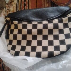 Checkered Black and Cream fanny pack